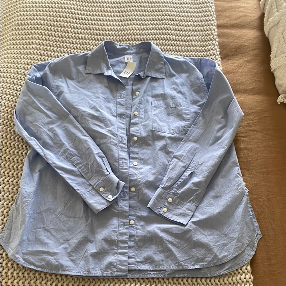 Womens Gap Blue Button-Up Easy Shirt
